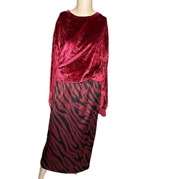 NWT Zara Animal print pencil skirt Maroon - Picture 5 of 13